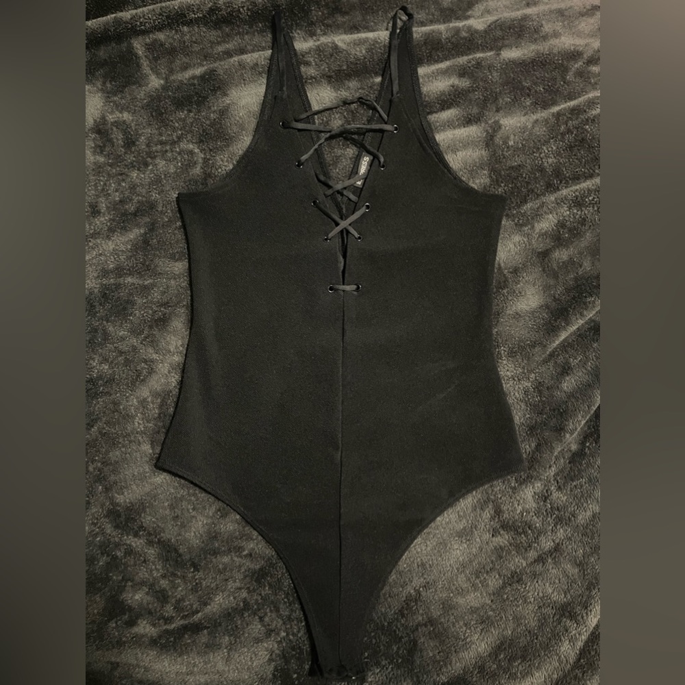 Express bodysuit with crisscross front